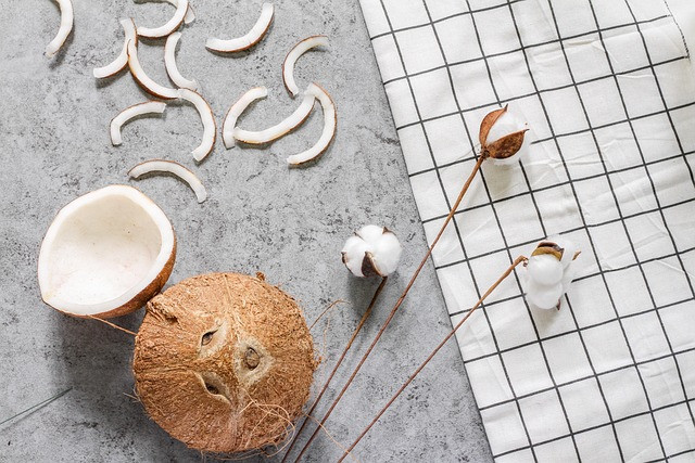 coconut, flatlay, background